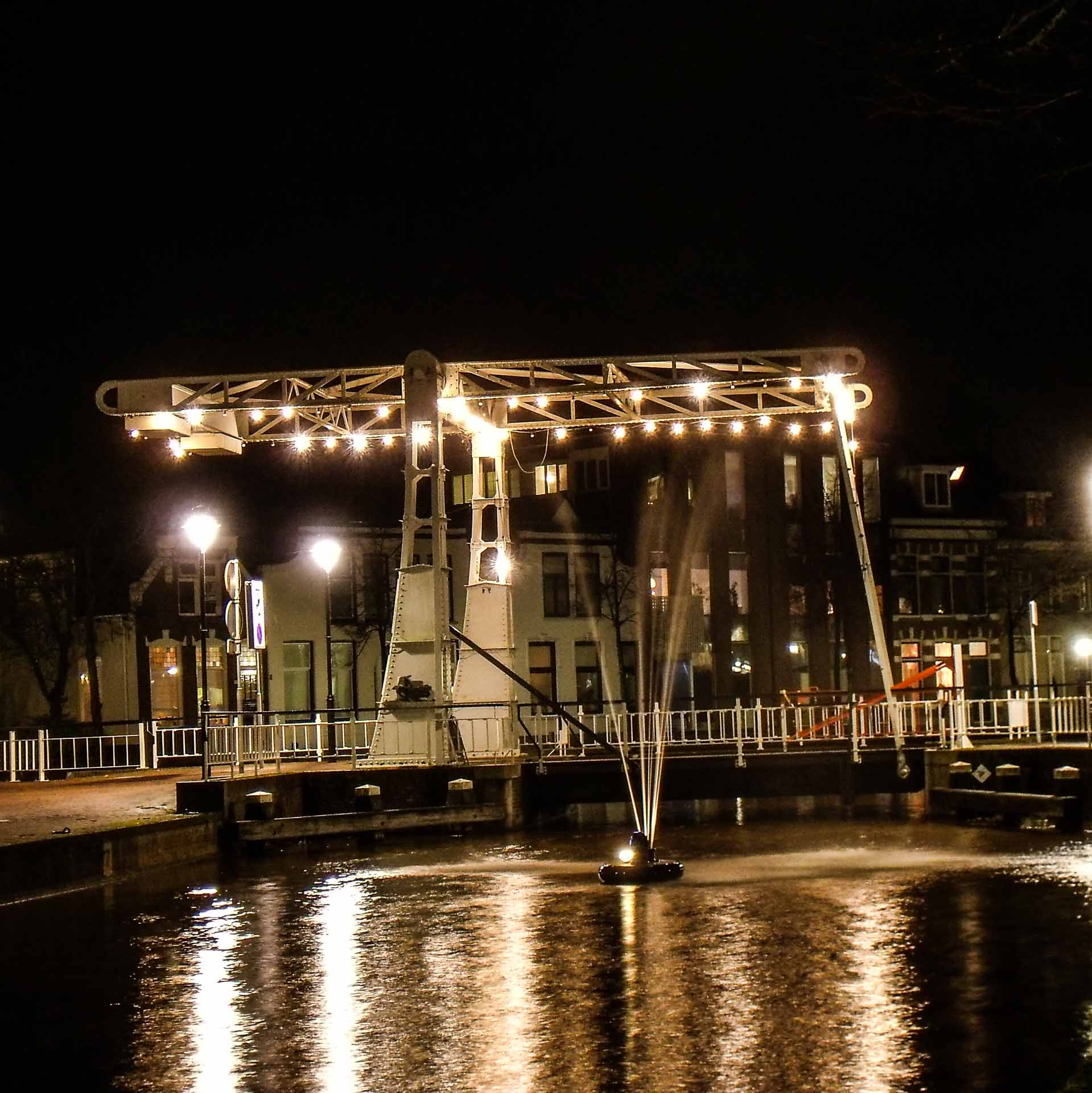 Verlichte brug in Meppel