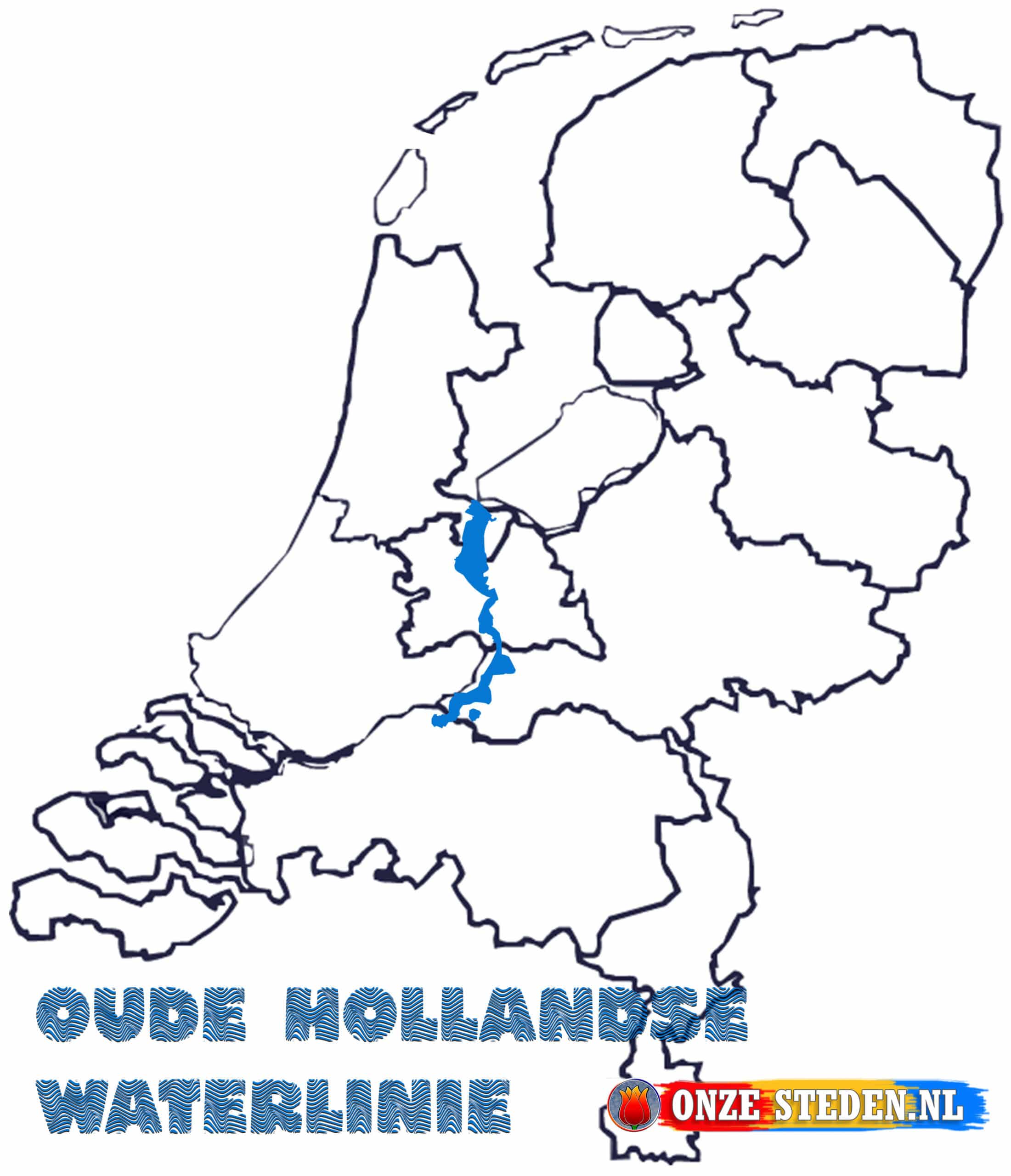 Antiga linha d'água holandesa no mapa
